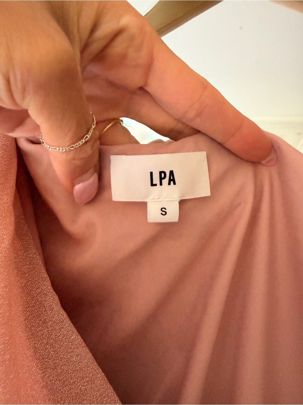 LPA Roksana One-Shoulder Ruched Metallic Pink Evening Dress - Picture 7 of 9